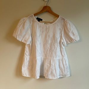 BCX Small White Puff Sleeve Flowy Top